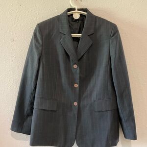 Kasper Pinstripe Blazer Grey w/Tan Tailored Suit Coat Business Women’s Size 16